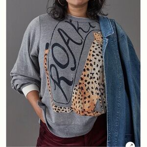 Anthropologie LouLou Avenue Cheetah "Roar" Big Cat Sweatshirt 3x
